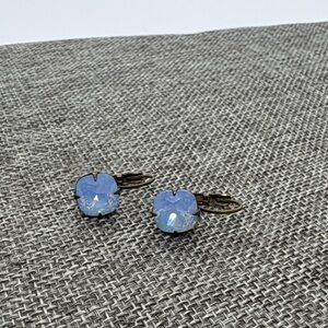 Liz Palacios Blue Crystal Leverback Earrings